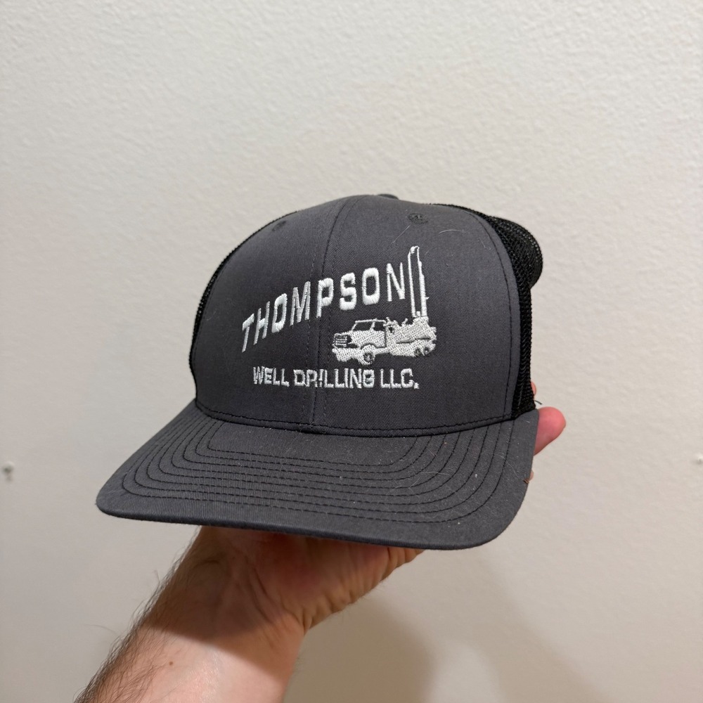 Richardson 112 Thompson Well Drilling LLC Trucker Hat Charcoal Black Snapback